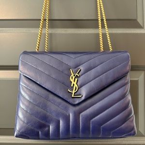 Yves Saint Laurent Blue Quilted Leather Shoulder Bag